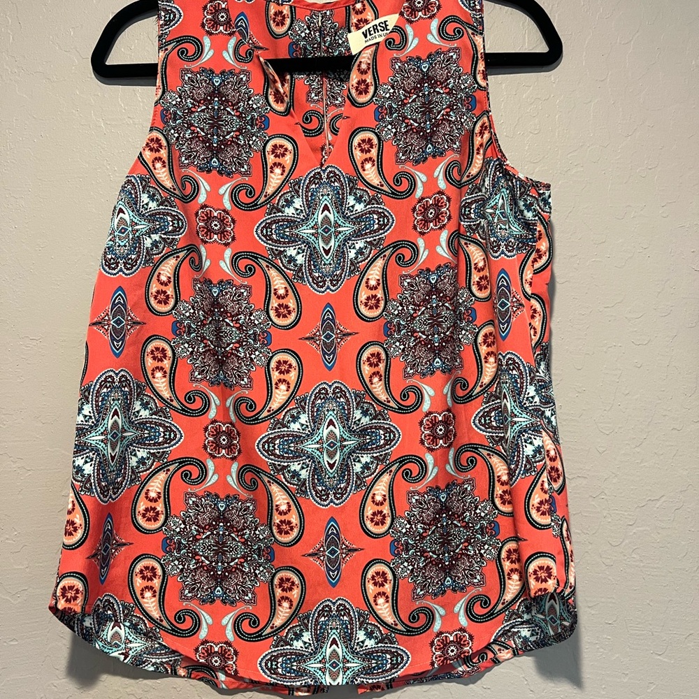 Vibrant Paisley Sleeveless Blouse